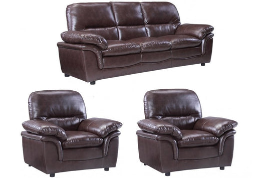 Verona Brown Leather 3+1+1 Seater Sofa Set