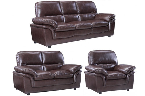 Verona Brown Leather 3+2+1 Seater Sofa Set