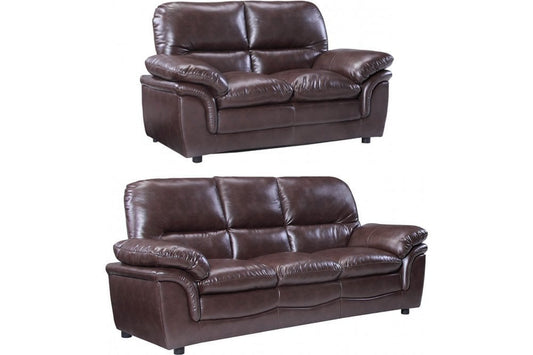 Verona Brown Leather 3+2 Seater Sofa Set