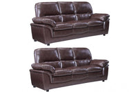 Verona Brown Leather 3+3 Seater Sofa Set