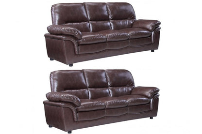 Verona Brown Leather 3+3 Seater Sofa Set