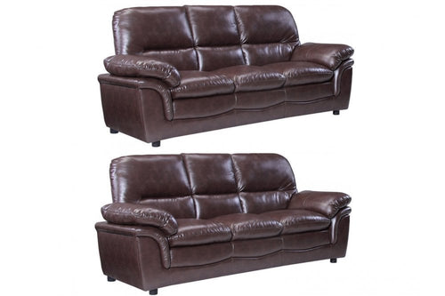 Verona Brown Leather 3+3 Seater Sofa Set