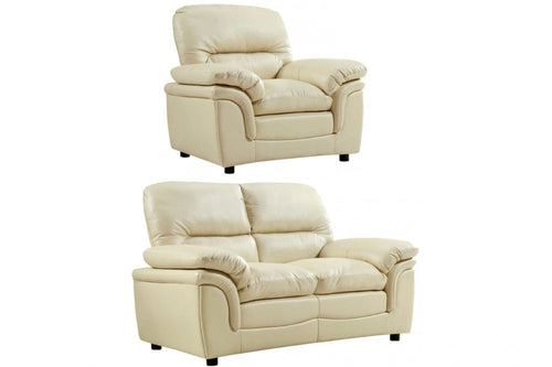 Verona Cream Leather 2+1 Seater Sofa Set