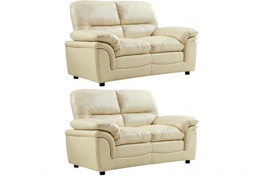 Verona Cream Leather 2+2 Seater Sofa Set