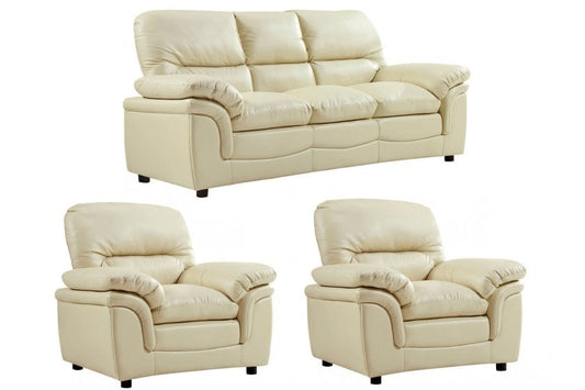 Verona Cream Leather 3+1+1 Seater Sofa Set