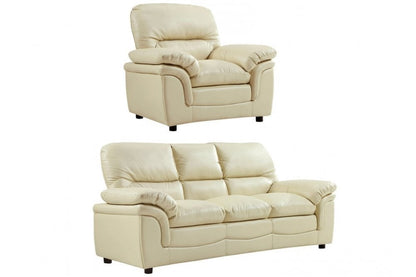 Verona Cream Leather 3+1 Seater Sofa Set