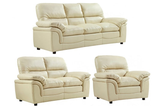 Verona Cream Leather 3+2+1 Seater Sofa Set