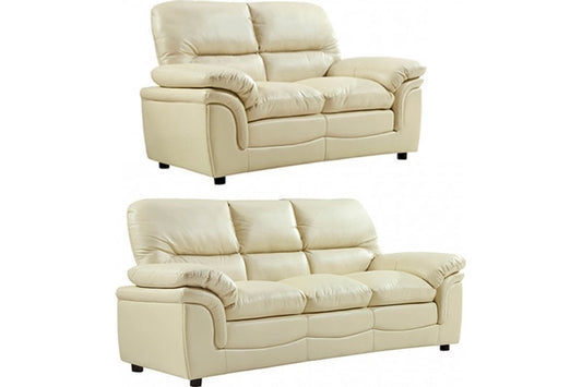 Verona Cream Leather 3+2 Seater Sofa Set