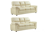 Verona Cream Leather 3+3 Seater Sofa Set