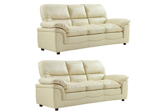 Verona Cream Leather 3+3 Seater Sofa Set