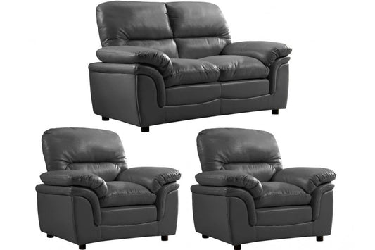 Verona Grey Leather 2+1+1 Seater Sofa Set