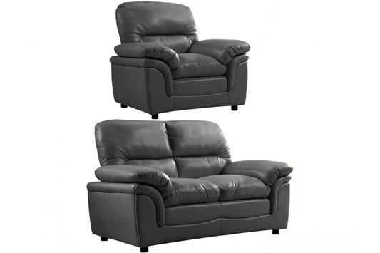 Verona Grey Leather 2+1 Seater Sofa Set