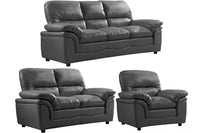Verona Grey Leather 3+2+1 Seater Sofa Set