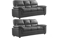 Verona Grey Leather 3+3 Seater Sofa Set