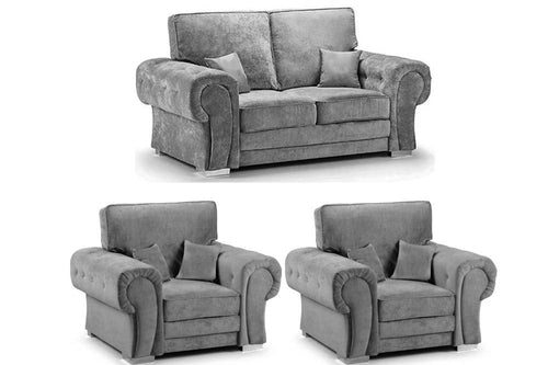 Verona High Back Grey Fabric 2+1+1 Seater Sofa Set