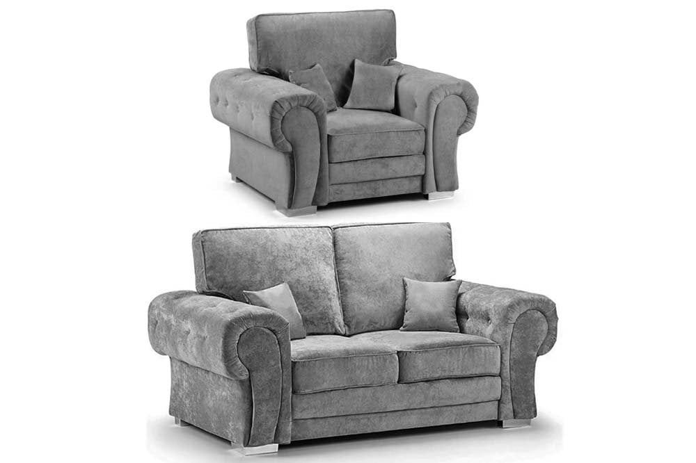 Verona High Back Grey Fabric 2+1 Seater Sofa Set