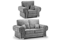Verona High Back Grey Fabric 2+1 Seater Sofa Set