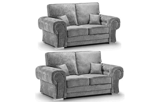 Verona High Back Grey Fabric 2+2 Seater Sofa Set
