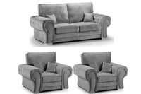 Verona High Back Grey Fabric 3+1+1 Seater Sofa Set