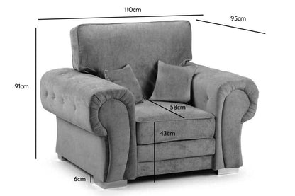 Verona High Back Grey Fabric 3+1+1 Seater Sofa Set