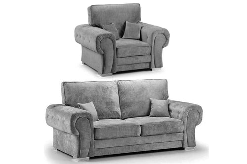 Verona High Back Grey Fabric 3+1 Seater Sofa Set