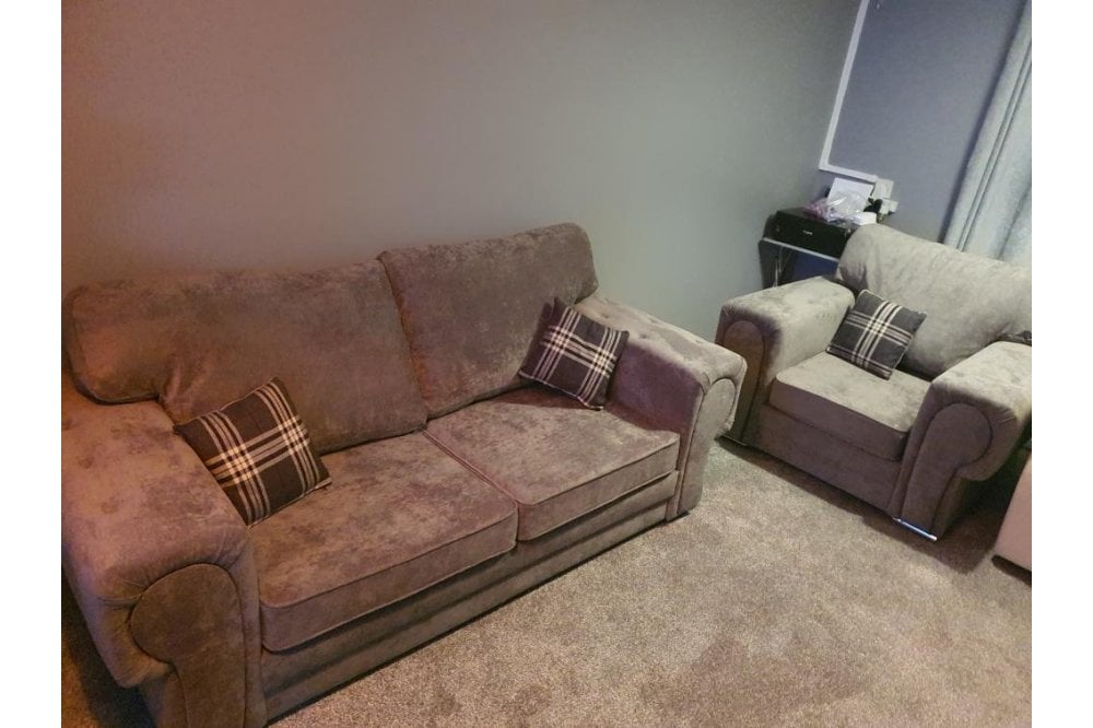 Verona High Back Grey Fabric 3+1 Seater Sofa Set