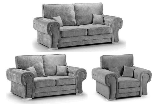 Verona High Back Grey Fabric 3+2+1 Seater Sofa Set