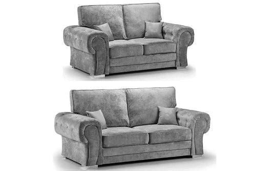 Verona High Back Grey Fabric 3+2 Seater Sofa Set