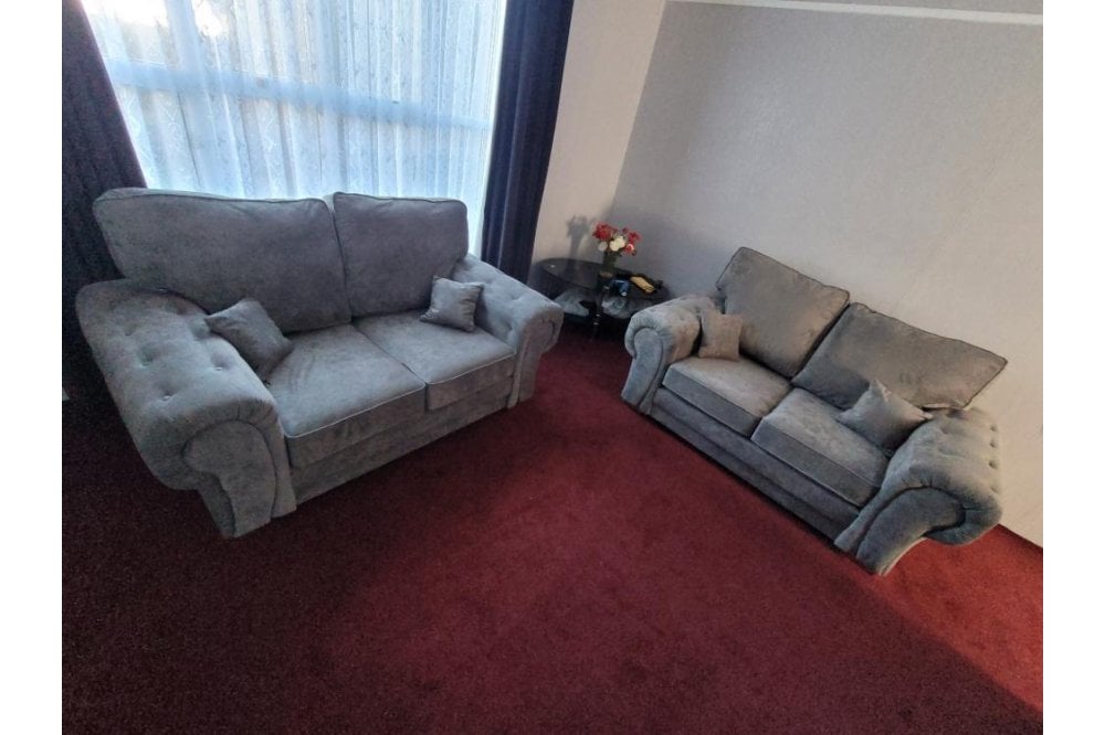Verona High Back Grey Fabric 3+2 Seater Sofa Set