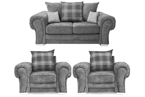 Verona Scatter Grey Fabric 2+1+1 Seater Sofa Set