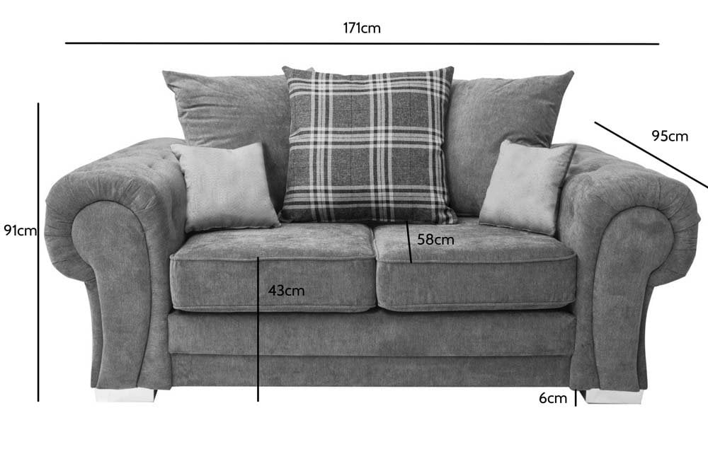 Verona Scatter Grey Fabric 2+1 Seater Sofa Set