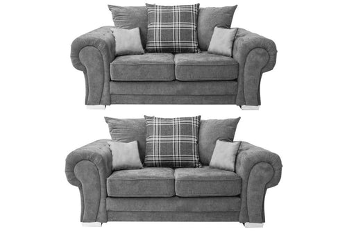 Verona Scatter Grey Fabric 2+2 Seater Sofa Set