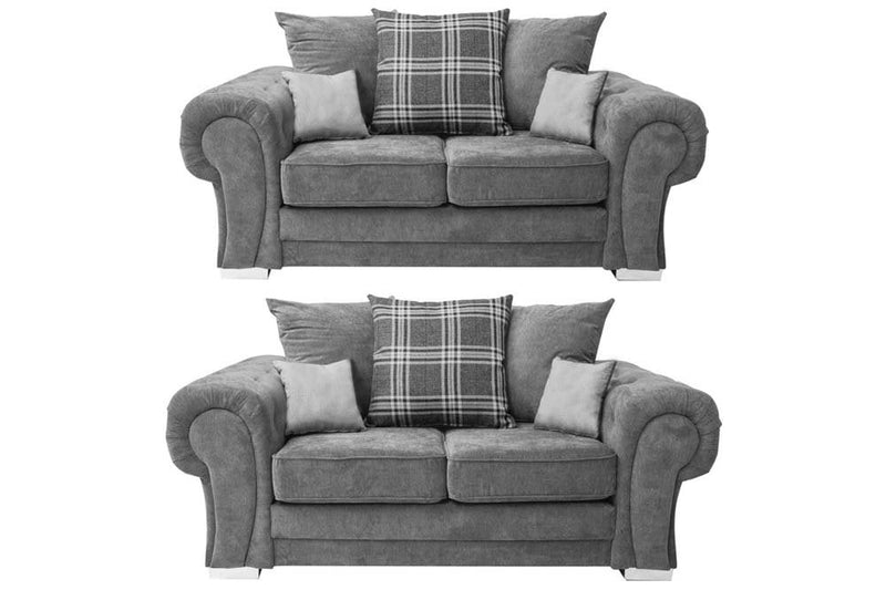 Verona Scatter Grey Fabric 2+2 Seater Sofa Set - Furniture Instore
