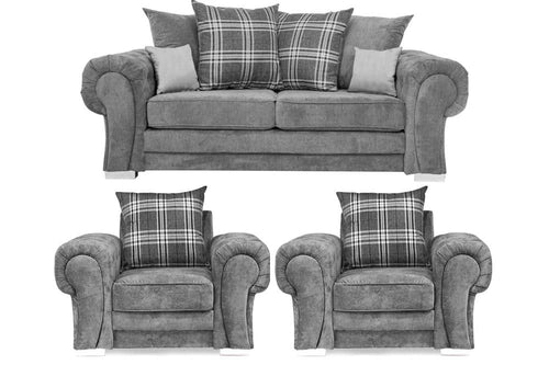 Verona Scatter Grey Fabric 3+1+1 Seater Sofa Set