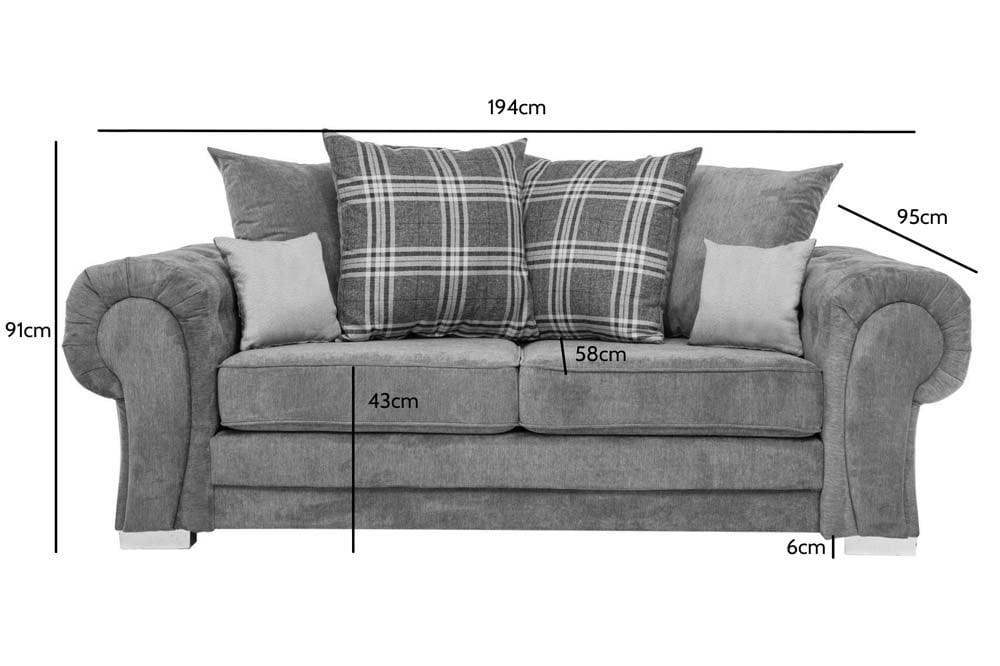 Verona Scatter Grey Fabric 3+1+1 Seater Sofa Set