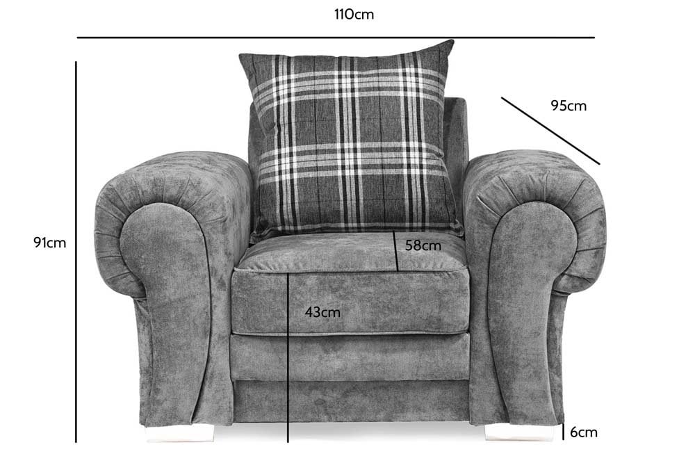 Verona Scatter Grey Fabric 3+1+1 Seater Sofa Set