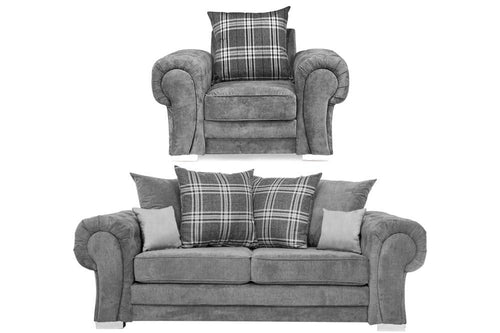 Verona Scatter Grey Fabric 3+1 Seater Sofa Set