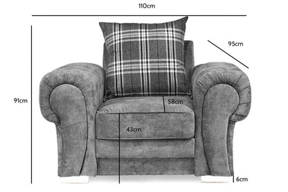Verona Scatter Grey Fabric 3+1 Seater Sofa Set