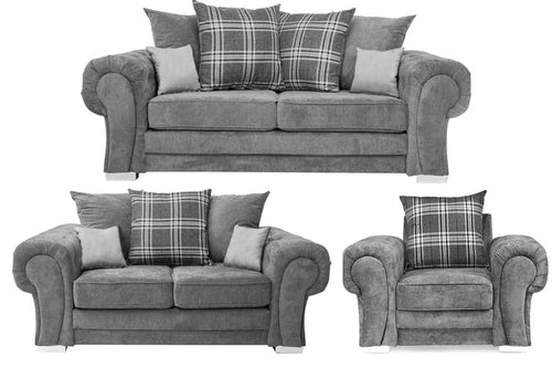 Verona Scatter Grey Fabric 3+2+1 Seater Sofa Set