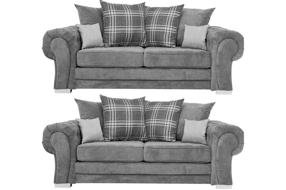 Verona Scatter Grey Fabric 3+3 Seater Sofa Set