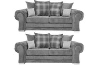 Verona Scatter Grey Fabric 3+3 Seater Sofa Set