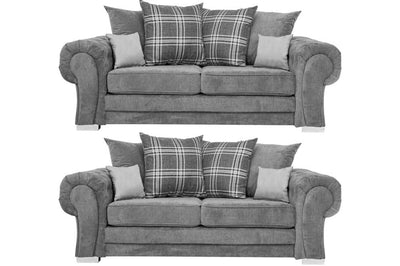 Verona Scatter Grey Fabric 3+3 Seater Sofa Set