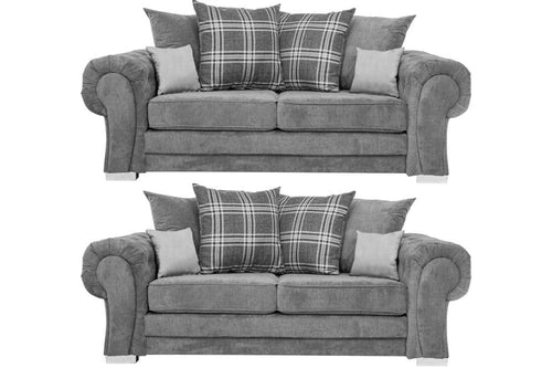 Verona Scatter Grey Fabric 3+3 Seater Sofa Set