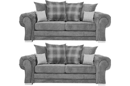 Verona Scatter Grey Fabric 3+3 Seater Sofa Set
