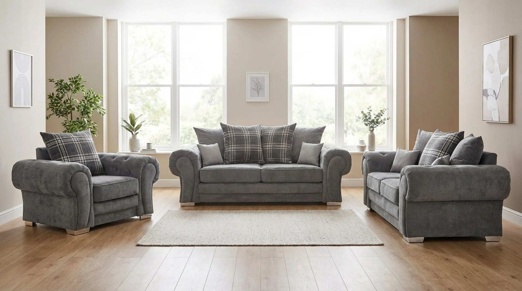 Grey leather sofa - Furniture Instore