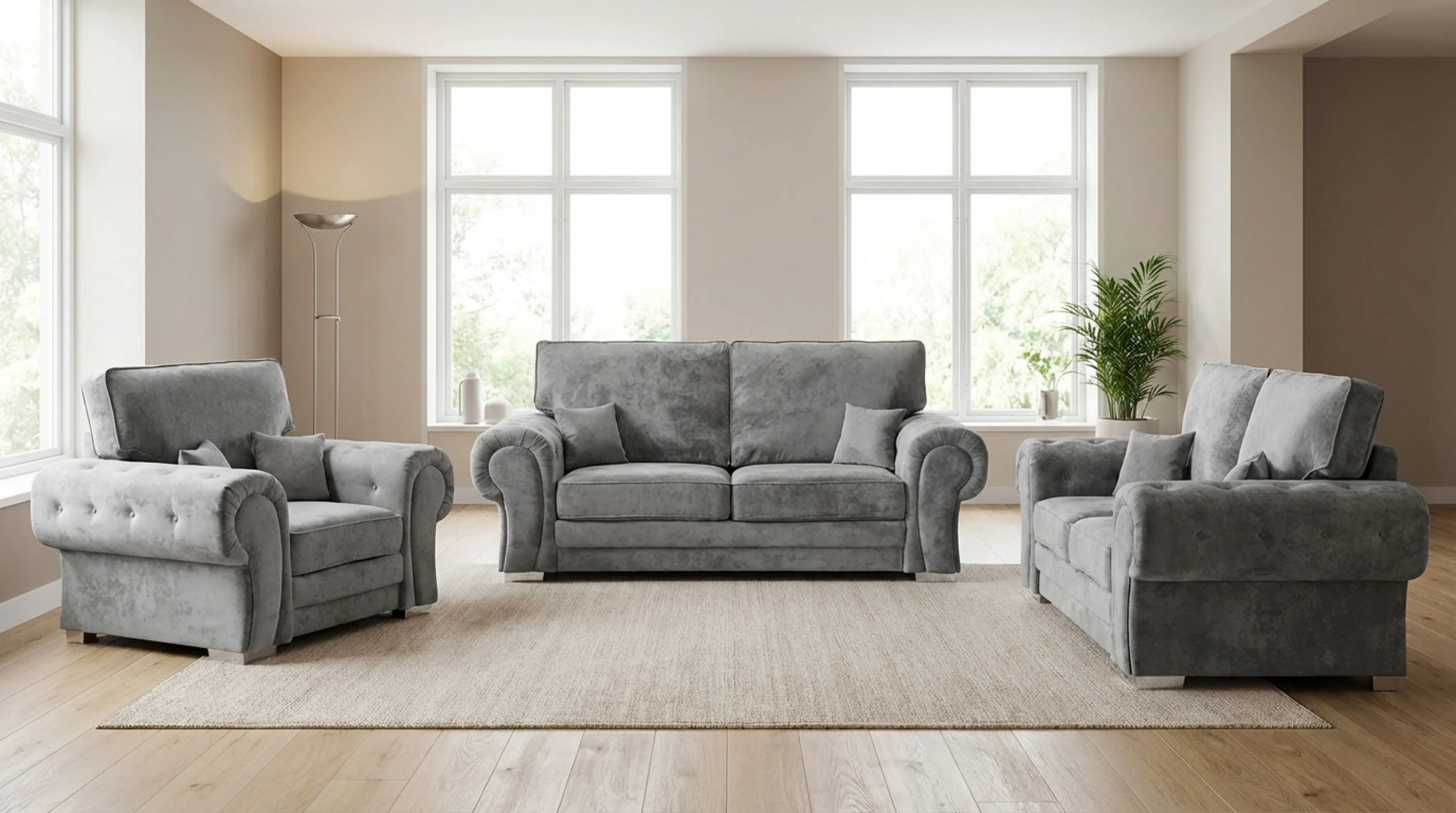 Grey leather sofa - Furniture Instore