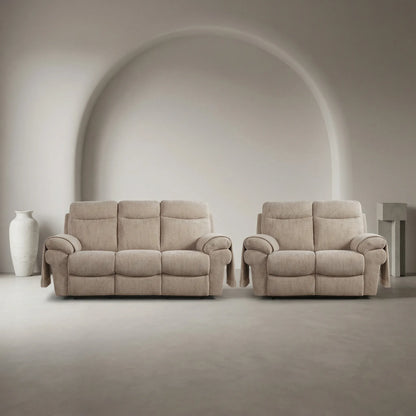 Tanya Beige Fabric Electric Recliner 3+2 Seater Sofa Set