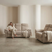 Tanya Beige Fabric Electric Recliner 3+2 Seater Sofa Set