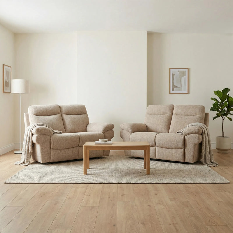 Tanya Beige Fabric Electric Recliner 2+2 Seater Sofa Set