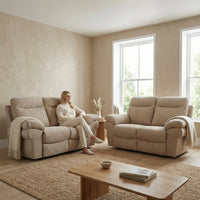 Tanya Beige Fabric Electric Recliner 2+2 Seater Sofa Set